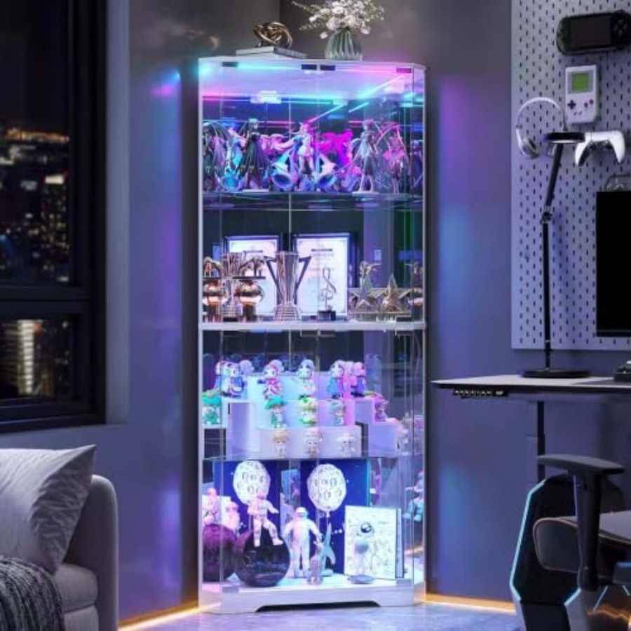 Glass Cabinet Display - 64.7 Tall Corner Display Cabinet with
