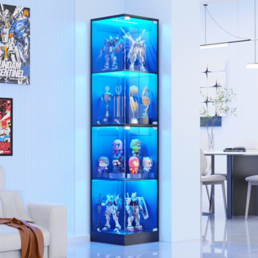 Glass Cabinet Display - Corner display cabinet with glass doors,