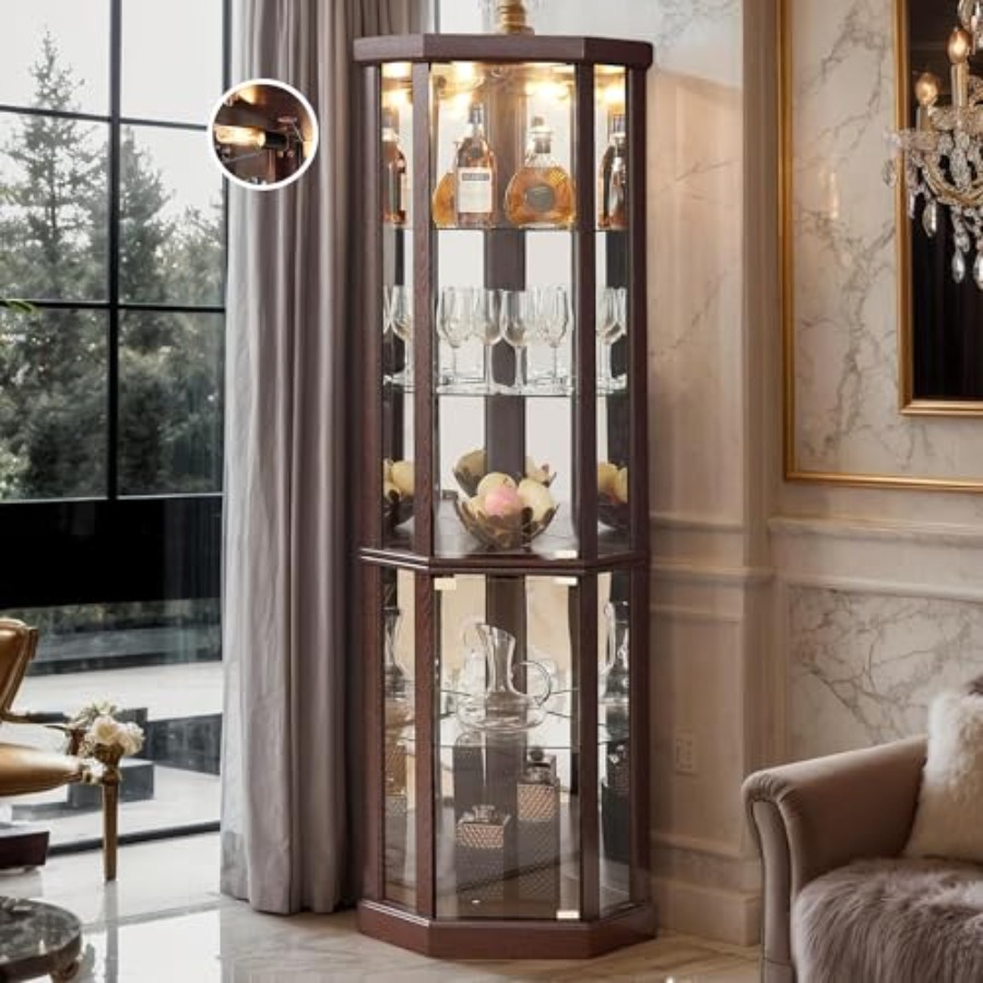 Glass Cabinet Display - Corner curio cabinet for living room: