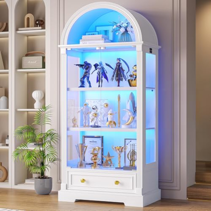 Glass Cabinet Display - Arched display cabinet for living room,
