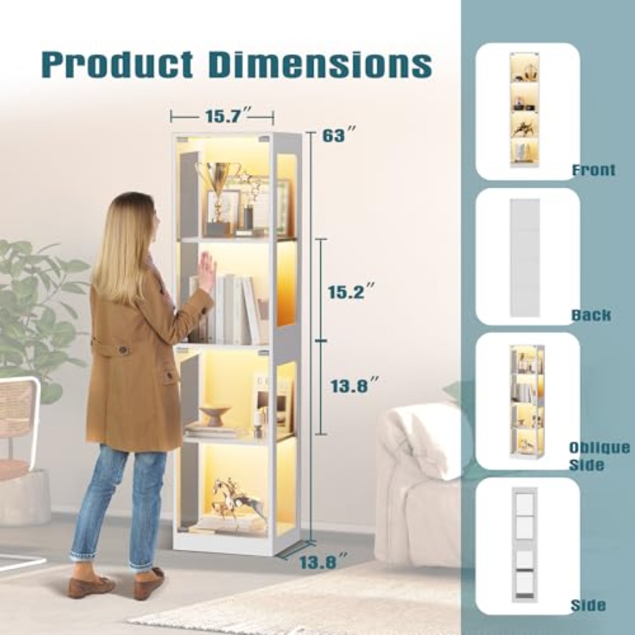 Glass display cabinet with RGB - Glass Cabinet Display recension och pris