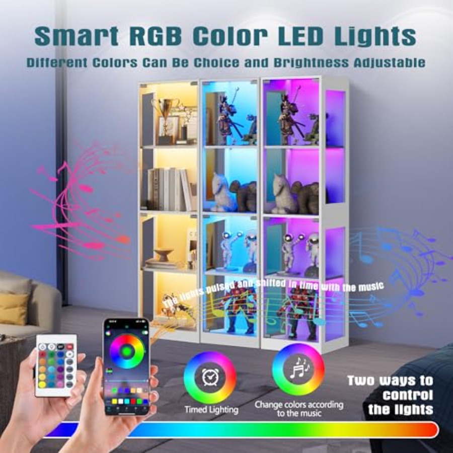 Glass display cabinet with RGB - Glass Cabinet Display recension och pris