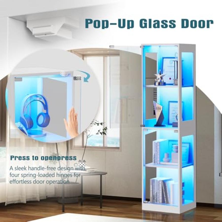 Glass display cabinet with RGB - Glass Cabinet Display recension och pris