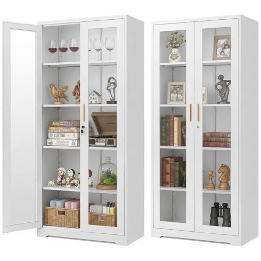 Home curio display cabinet wit - Glass Cabinet Display recension och pris