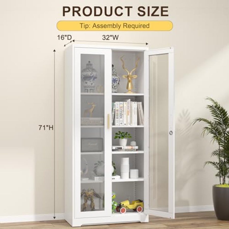 Home curio display cabinet wit - Glass Cabinet Display recension och pris
