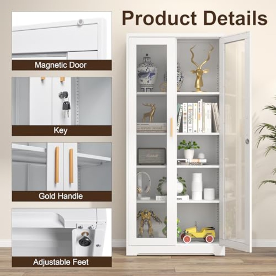 Home curio display cabinet wit - Glass Cabinet Display recension och pris
