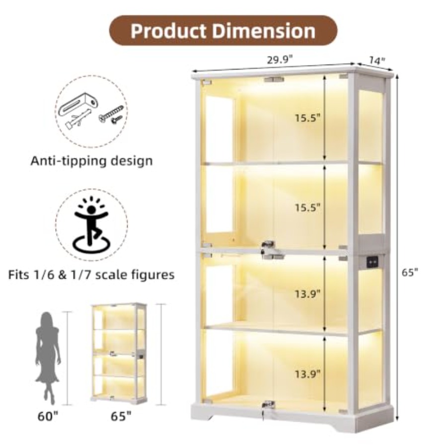 Farmhouse Glass Display Cabine - Glass Cabinet Display recension och pris
