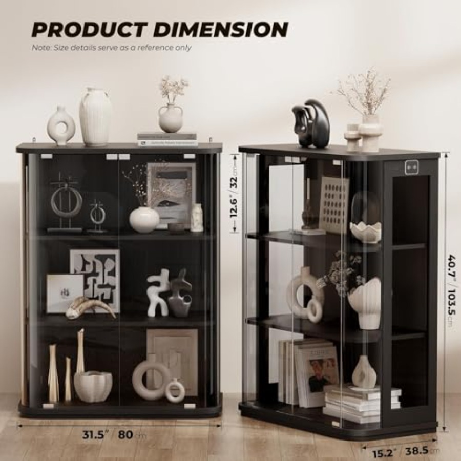 3-Tier Rounded Display Cabinet - Glass Cabinet Display recension och pris