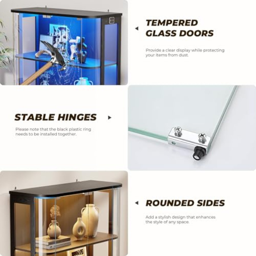 3-Tier Rounded Display Cabinet - Glass Cabinet Display recension och pris