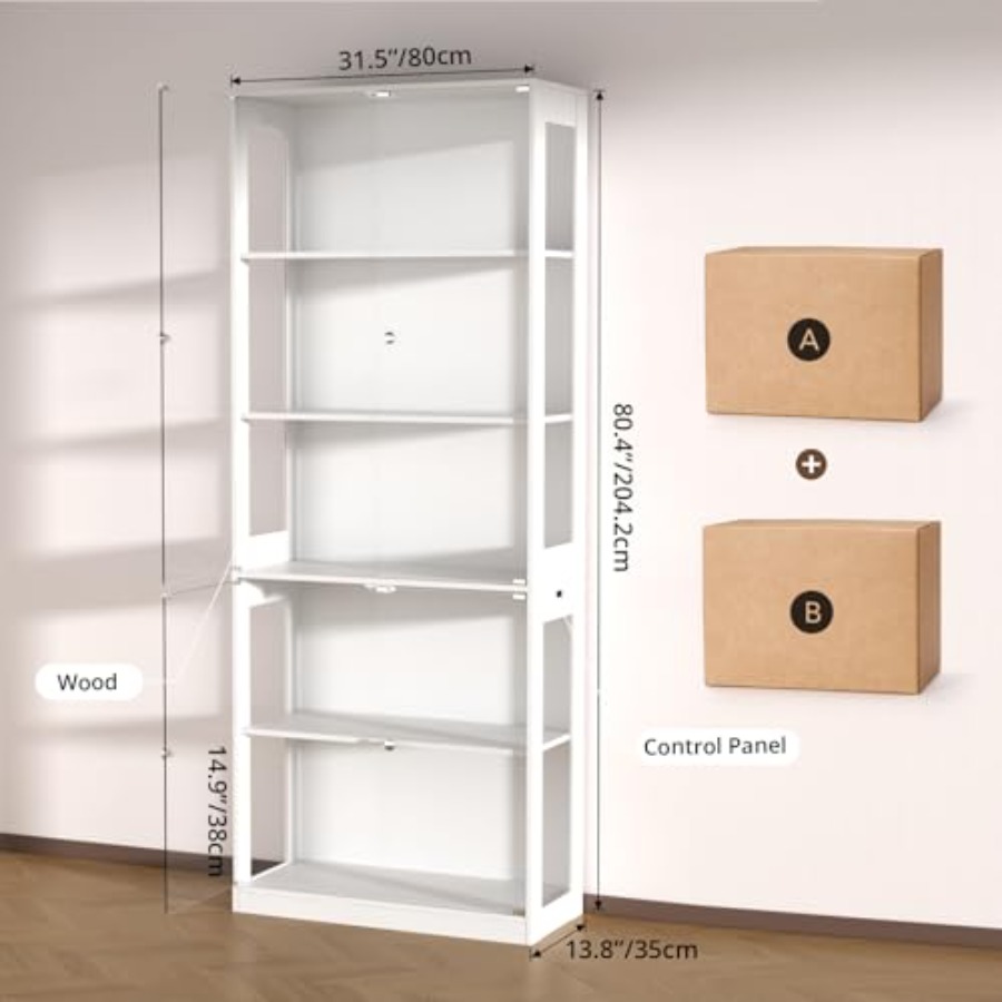 80'' Display Cabinet with Glas - Glass Cabinet Display recension och pris