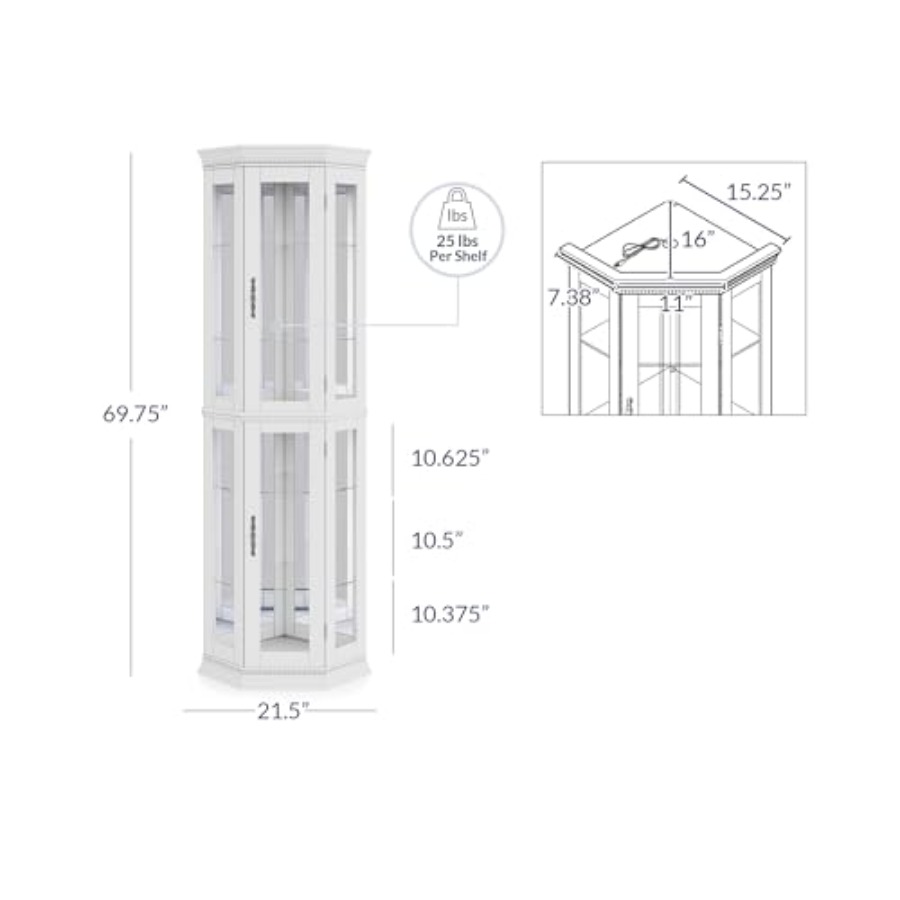 Lighted 3-side glass display c - Glass Cabinet Display recension och pris