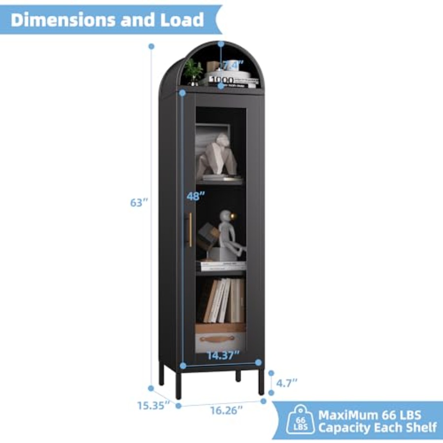 Narrow Metal Arched Display Ca - Glass Cabinet Display recension och pris