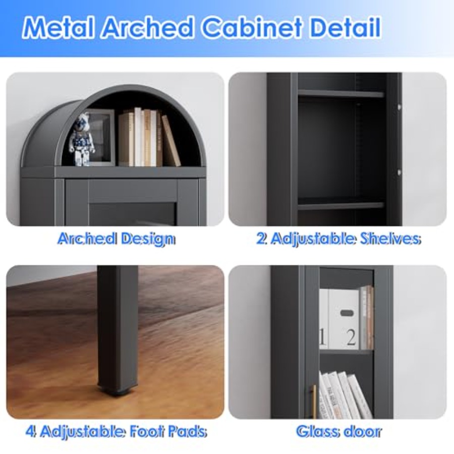 Narrow Metal Arched Display Ca - Glass Cabinet Display recension och pris