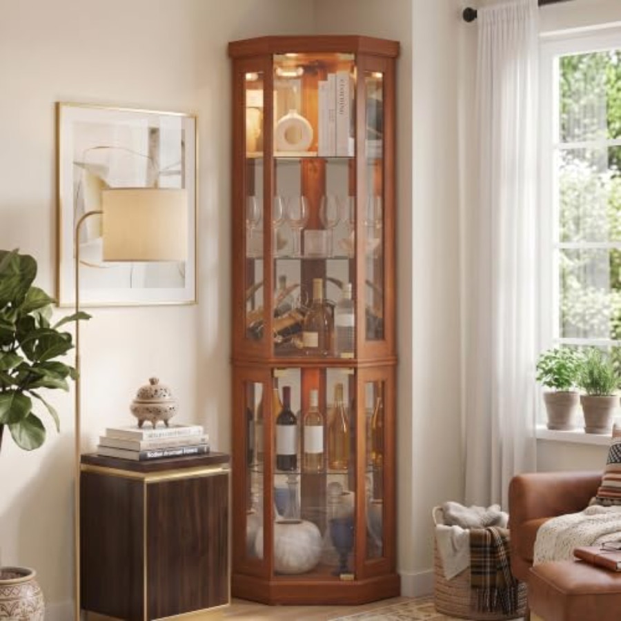 Corner curio cabinet for livin - Glass Cabinet Display recension och pris