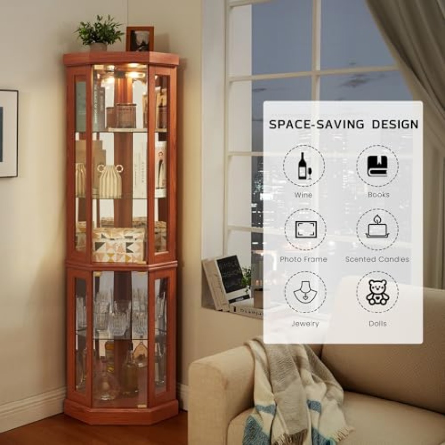 Corner curio cabinet for livin - Glass Cabinet Display recension och pris