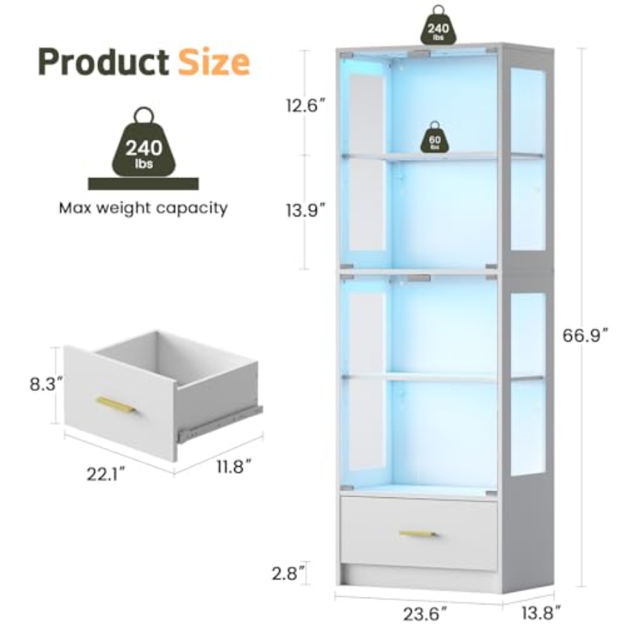 Glass Display Cabinet with Doo - Glass Cabinet Display recension och pris