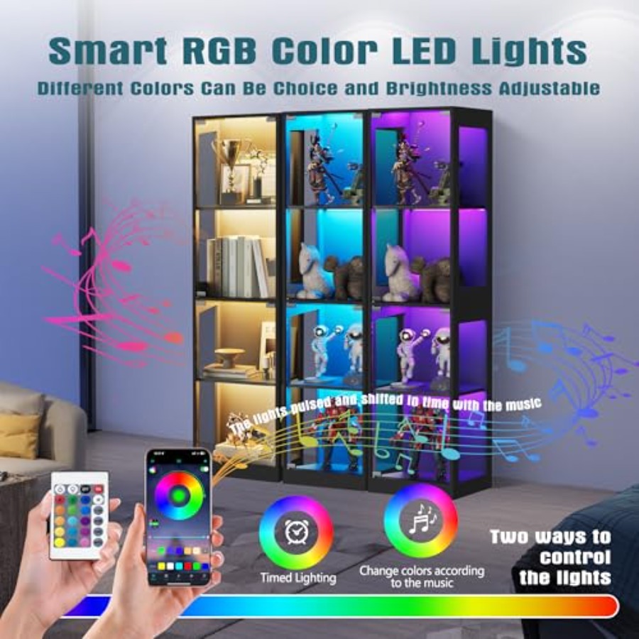 Glass display cabinet with LED - Glass Cabinet Display recension och pris