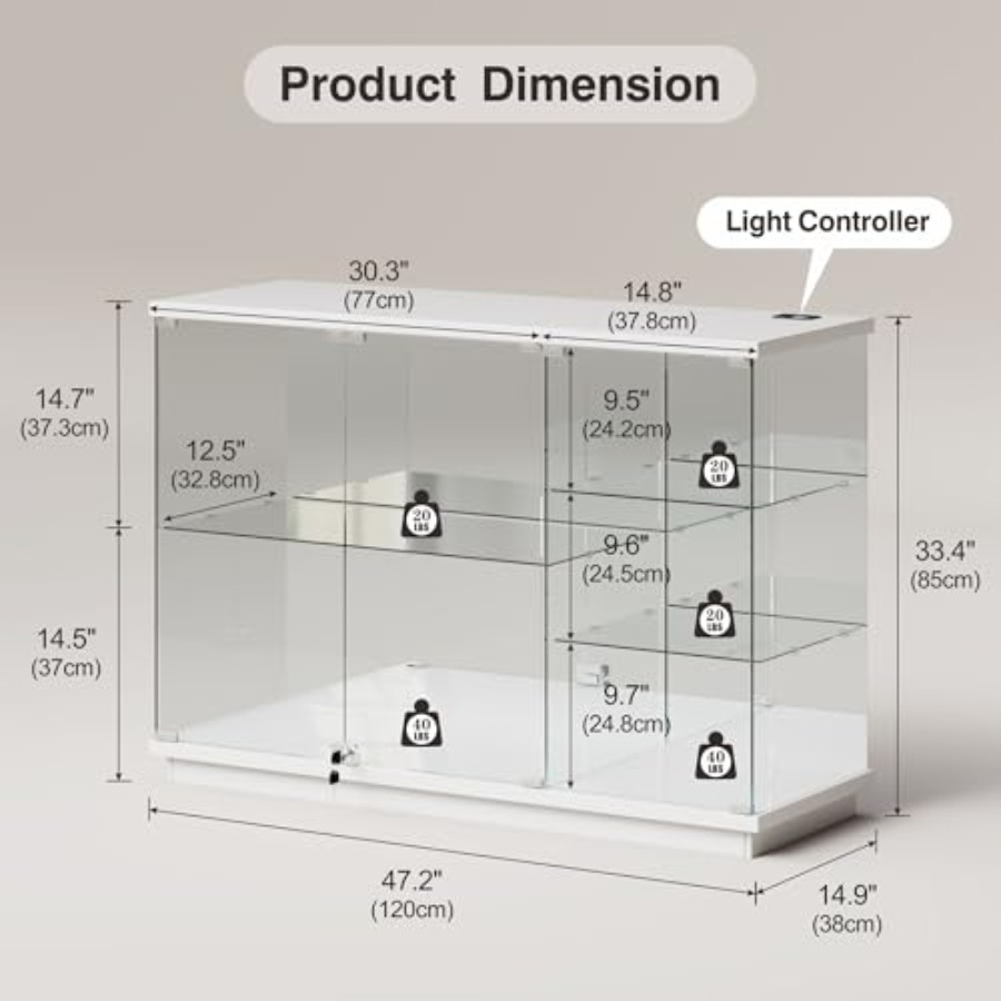 RGB Glass Display Cabinet with - Glass Cabinet Display recension och pris