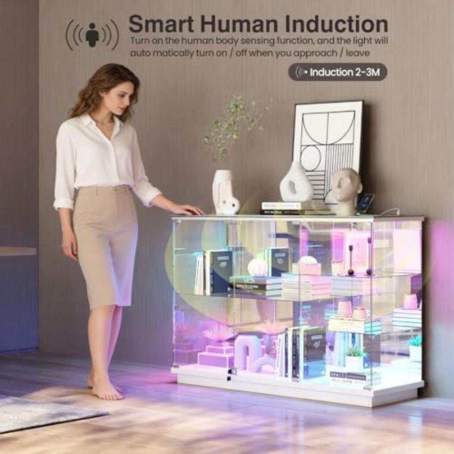 RGB Glass Display Cabinet with - Glass Cabinet Display recension och pris